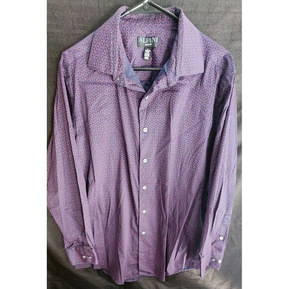 Alfani Other - Alfani Mens Blue Red Collared Long Sleeve Slim Fit Button‎ Up Shirt Size Large